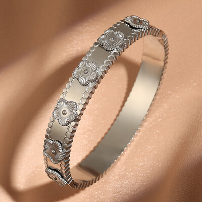 ZAKOL Trendy Lucky Five Leaving Flower nerūsējošā tērauda rokassprādzes sievietēm, meitenēm zelta krāsā, metāla aproces, rokassprādzes, rotaslietas dāvanas