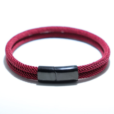 Minimālisma, rokām darināta sarkana virves magnētiska rokassprādze, nerūsējošā tērauda vīriešu rokassprādzes vīriešu aprocei, rotaslietas Homme