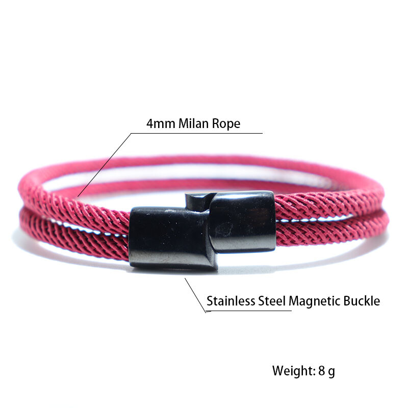 Μινιμαλιστικό Χειροποίητο Μαγνητικό Βραχιόλι με Κόκκινο Σχοινί Γούρια Ανδρικά Βραχιόλια από Ανοξείδωτο Ατσάλι για Ανδρικά κοσμήματα με νήμα καρπού Homme