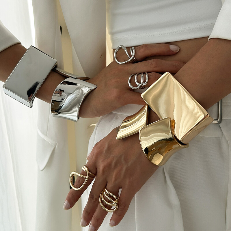 Ingemark Vintage Creativ Neregulat Bratari Late Femei Punk Minimalist Netezi Bratari din aliaj La modă Bijuterii Cadou de Anul Nou 2025