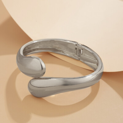 Ingemark Punk Smooth Metal Water Drop Bangles Women Men Hip Hop Silver Color Geometric Creative Aesthetics Biwelry Gift за двойка