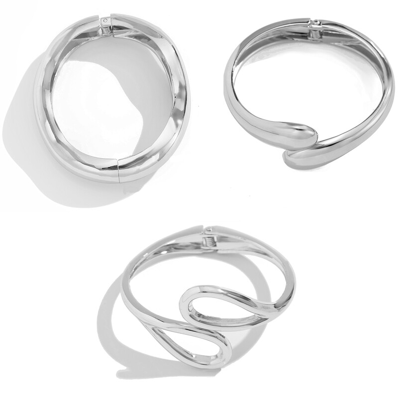 Ingemark Punk Smooth Metal Water Drop Bangles Women Men Hip Hop Silver Color Geometric Creative Aesthetics Biwelry Gift за двойка