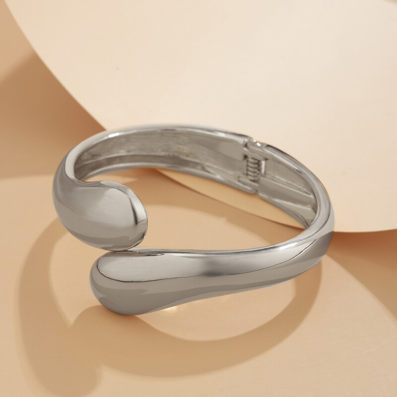 Ingemark Punk Smooth Metal Water Drop Bangles Women Men Hip Hop Silver Color Geometric Creative Aesthetics Biwelry Gift за двойка