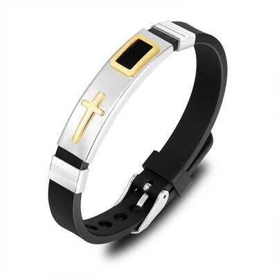 Moderna narukvica s Isusovim križem Metalna silikonska muška narukvica Nova modna kršćanska vjerska amajlija Dodaci Nakit za zabave Poklon