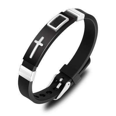 Moderna narukvica s Isusovim križem Metalna silikonska muška narukvica Nova modna kršćanska vjerska amajlija Dodaci Nakit za zabave Poklon