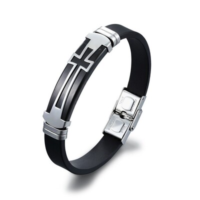 Moderna narukvica s Isusovim križem Metalna silikonska muška narukvica Nova modna kršćanska vjerska amajlija Dodaci Nakit za zabave Poklon