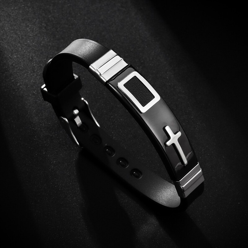 Moderna narukvica s Isusovim križem Metalna silikonska muška narukvica Nova modna kršćanska vjerska amajlija Dodaci Nakit za zabave Poklon