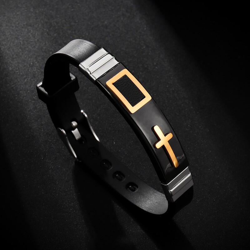 Moderna narukvica s Isusovim križem Metalna silikonska muška narukvica Nova modna kršćanska vjerska amajlija Dodaci Nakit za zabave Poklon