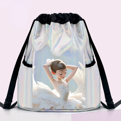 Meiteņu lāzera spīdīgas baleta deju somas Bērnu apmācība plecu vingrošanas mugursoma Bērnu elastīgā lente uzglabāšanas soma Lielas ietilpības rokassoma