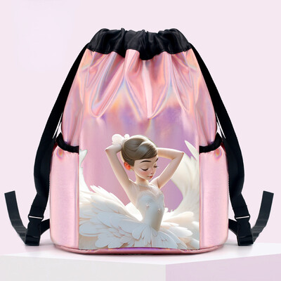 Meiteņu lāzera spīdīgas baleta deju somas Bērnu apmācība plecu vingrošanas mugursoma Bērnu elastīgā lente uzglabāšanas soma Lielas ietilpības rokassoma