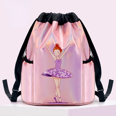 Meiteņu lāzera spīdīgas baleta deju somas Bērnu apmācība plecu vingrošanas mugursoma Bērnu elastīgā lente uzglabāšanas soma Lielas ietilpības rokassoma