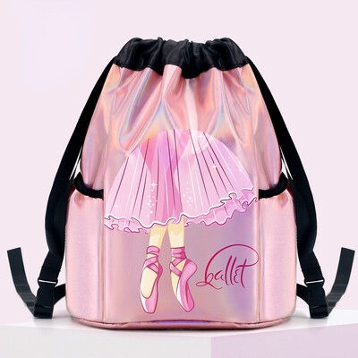 Meiteņu lāzera spīdīgas baleta deju somas Bērnu apmācība plecu vingrošanas mugursoma Bērnu elastīgā lente uzglabāšanas soma Lielas ietilpības rokassoma