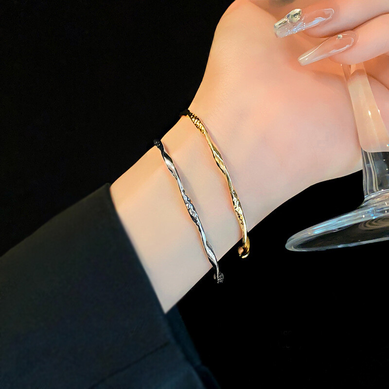 Brățară cu manșetă retro Brățări cu deschidere pentru femei Minimalism Brățări răsucite Brățară Bijuterii Mamă Soție Fete Cadouri de aniversare ﻿