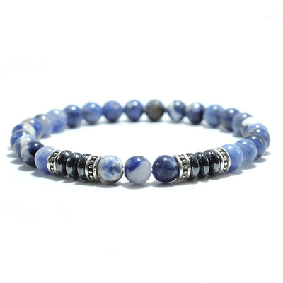 Brățară pentru bărbați de modă, piatră naturală, 6 mm, stâncă de lavă, ochi de tigru