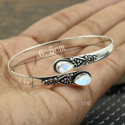 Vânzare fierbinte încrustat agat verde modă retro brățară reglabilă femei