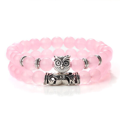 Brățară cu mărgele din piatră naturală de modă pentru bărbați Bufniță clasică cu mărgele Lavă neagră Onix Mărgele Brățări cu farmec Bijuterii pentru femei Cadou pentru cupluri