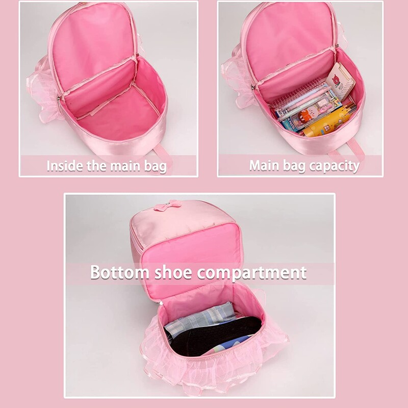Geanta de balet personalizata brodata Rucsac de dans pentru fetite, cu compartiment separat pentru pantofi pentru geanta pentru copii mici