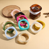 Brățări grele din rășină acrilică neregulată, colorată, de epocă, pentru femei, Brățări cu farmec geometric Kpop, Brățări, bijuterii retro, Pulseras