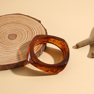 Brățări grele din rășină acrilică neregulată, colorată, de epocă, pentru femei, Brățări cu farmec geometric Kpop, Brățări, bijuterii retro, Pulseras