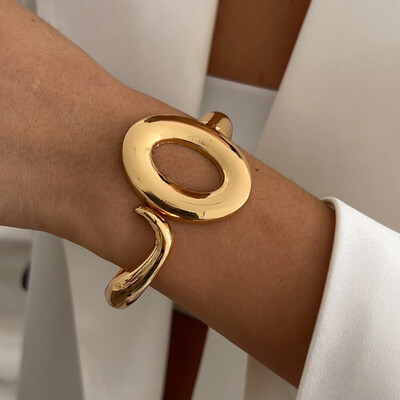 Ingemark pārspīlēta panka neregulāra plata aproču rokassprādze sievietēm vintage zelta krāsā kuplas metāla rokassprādzes vīriešiem rokām rotaslietas dāvana