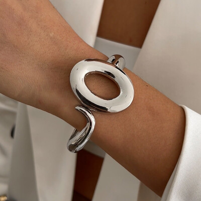 Ingemark pārspīlēta panka neregulāra plata aproču rokassprādze sievietēm vintage zelta krāsā kuplas metāla rokassprādzes vīriešiem rokām rotaslietas dāvana