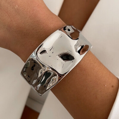 Ingemark pārspīlēta panka neregulāra plata aproču rokassprādze sievietēm vintage zelta krāsā kuplas metāla rokassprādzes vīriešiem rokām rotaslietas dāvana