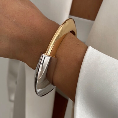 Ingemark pārspīlēta panka neregulāra plata aproču rokassprādze sievietēm vintage zelta krāsā kuplas metāla rokassprādzes vīriešiem rokām rotaslietas dāvana