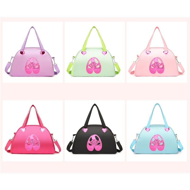 Детска чанта с пайети Розова спортна чанта за спортна зала за момичета Тийнейджърска чанта за съхранение на гимнастика Обувка за танци Мокра джобна чанта за нощувки