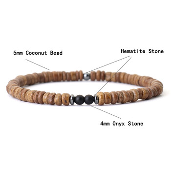 Noter New Men Гривна от естествени кокосови мъниста Vintage Meditation Wooden Braclet Hematite Healing Braslet Tiger Eyes Stone Pulsera