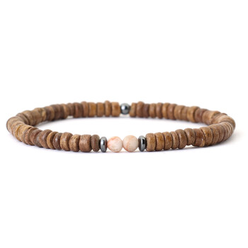 Noter New Men Гривна от естествени кокосови мъниста Vintage Meditation Wooden Braclet Hematite Healing Braslet Tiger Eyes Stone Pulsera