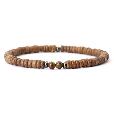 Noter New Vīriešu Dabīga kokosriekstu Pērlīšu Rokassprādze Vintage Meditācija Koka Rokassprādze Hematīts Ārstnieciskā Braslet Tīģera Acis Akmens Pulsera