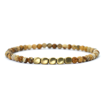 Brățară pentru bărbați noi de 4 mm, mărgele de cupru neregulate, brățară cu șuvițe, minimalistă, negru, piatră de onix, brațară, cadou pentru el Joias