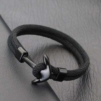 Brățară cu ancora stilată pentru bărbați, lucrată manual, frânghie nautică, brățară, plajă, surfing, bijuterii ocazionale, brățară cu fir roșu norocos Joias