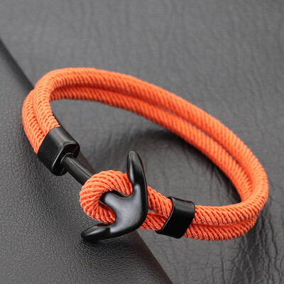 Brățară cu ancora stilată pentru bărbați, lucrată manual, frânghie nautică, brățară, plajă, surfing, bijuterii ocazionale, brățară cu fir roșu norocos Joias