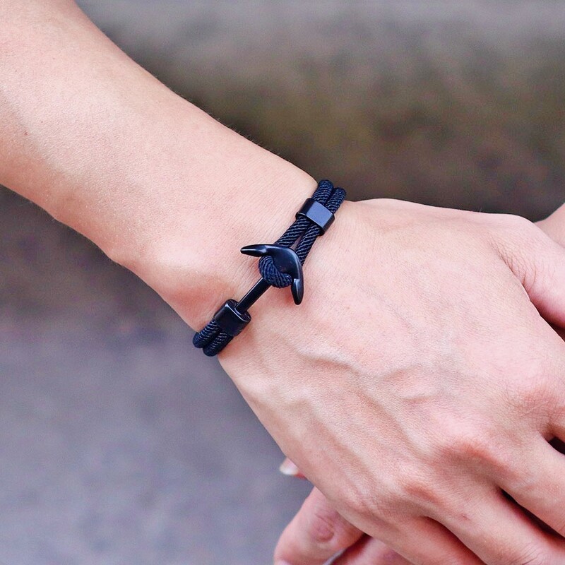 Brățară cu ancora stilată pentru bărbați, lucrată manual, frânghie nautică, brățară, plajă, surfing, bijuterii ocazionale, brățară cu fir roșu norocos Joias