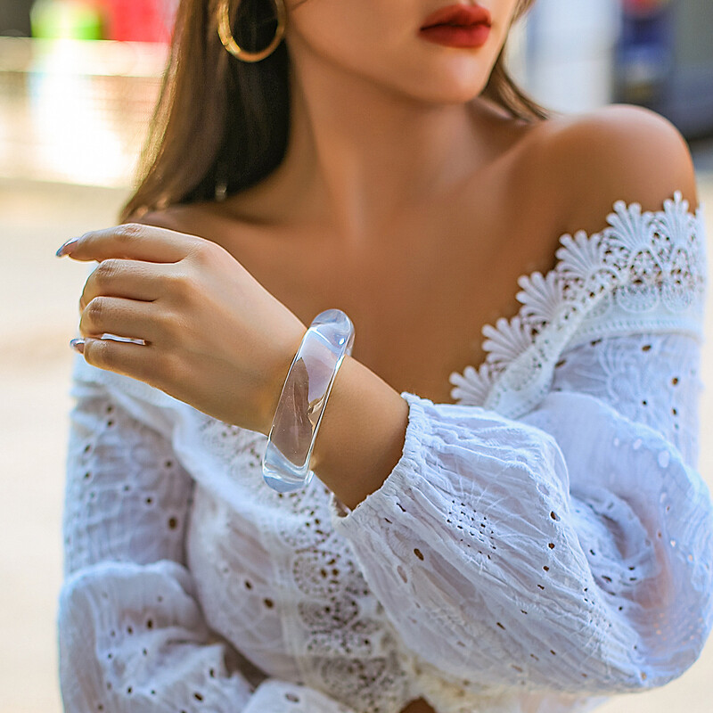 Vintage krāsainas neregulāras akrila sveķu kuplas lielas rokassprādzes sievietēm Kpop ģeometriskas šarmu rotaslietas pulseri