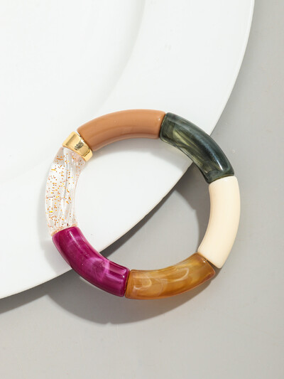 Brățară Bohomia nouă, acrilică, din bambus, stivuită, pentru femei, elastică, colorată, cu mărgele, brățări 2024, bijuterii de modă