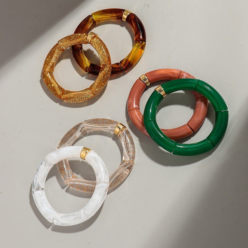 Brățară Bohomia nouă, acrilică, din bambus, stivuită, pentru femei, elastică, colorată, cu mărgele, brățări 2024, bijuterii de modă