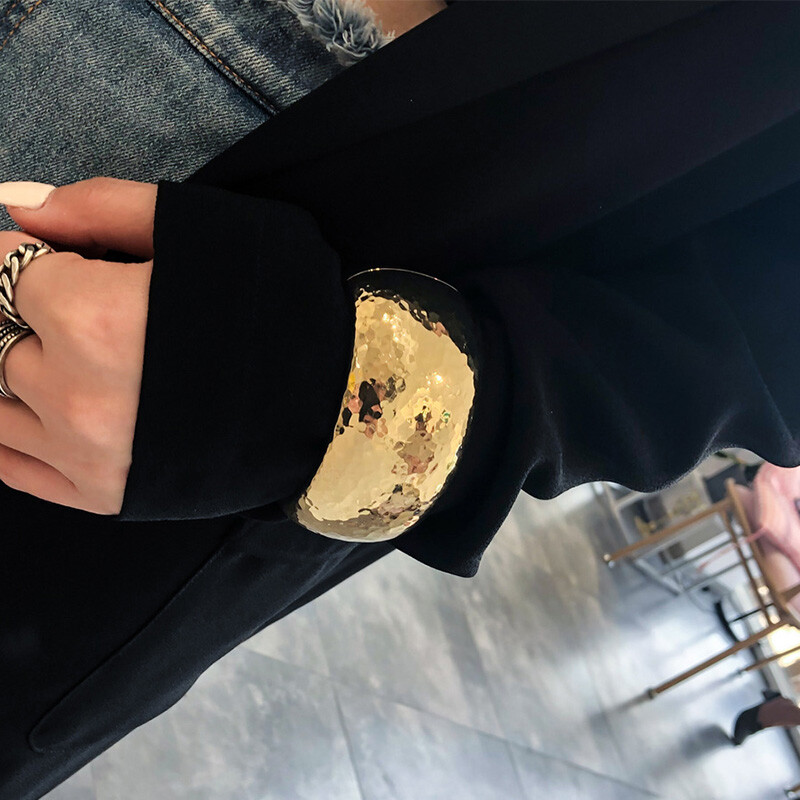 Foxanry argintiu Brățări clasice late pentru femei, cupluri, modă minimalistă, hip hop, lucrate manual, bijuterii, accesorii, cadou