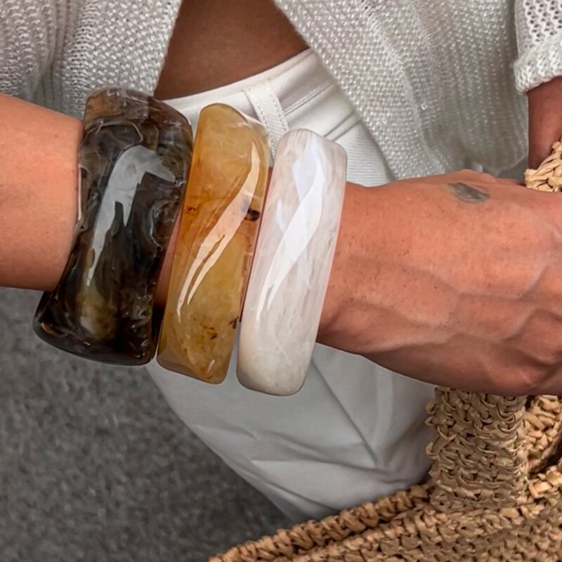 DIEZI Brățări acrilice din rășină vintage exagerate Punk Hip Hop Brățări late geometrice neregulate pentru femei bărbați Brățară bijuterii