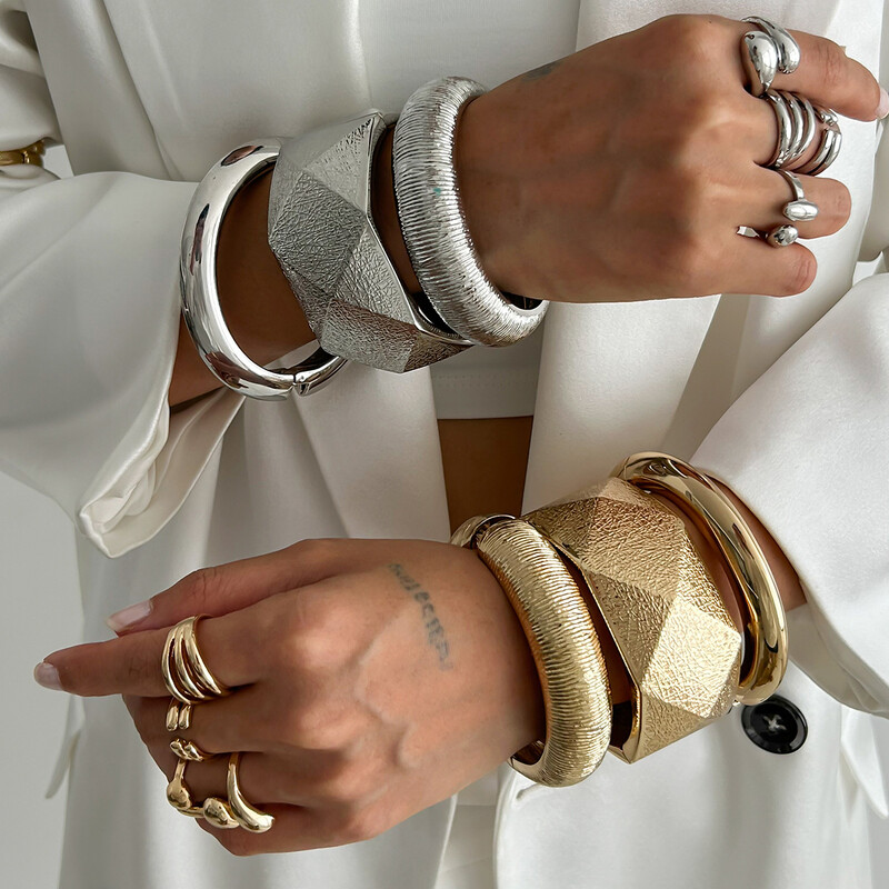 DIEZI nepravilne teške metalne manšete široke narukvice za žene muškarce punk vintage luksuzna geometrijska proljetna narukvica narukvica poklon nakit