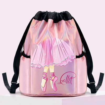 Bērnu balets, mirdzošs lāzerdeju soma, aukla mugursoma, meitenes sporta vingrošanas apavi, ietilpība latīņu ķīniešu jogas deju piederumi
