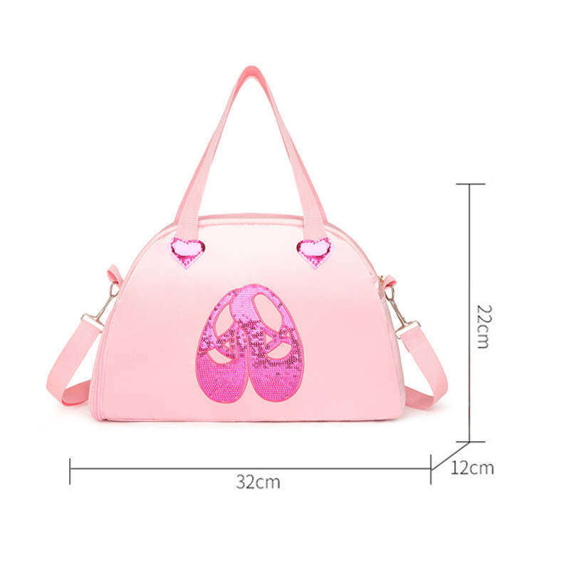 Bērnu spīdīga ūdensnecaurlaidīga vingrošanas sporta soma, rokassomiņa, deju soma, regulējama plecu siksna meitenēm tīņiem uz nakti