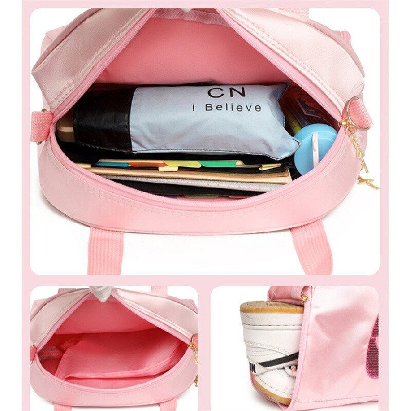 Bērnu spīdīga ūdensnecaurlaidīga vingrošanas sporta soma, rokassomiņa, deju soma, regulējama plecu siksna meitenēm tīņiem uz nakti