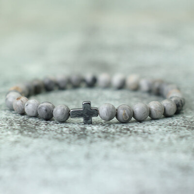 Minimalistička narukvica s muškim križem 6 mm narukvica s prirodnim tigrovim očima i kamenom Poklon za njega Pribor za kampiranje Bileklik Erkek Pulseira
