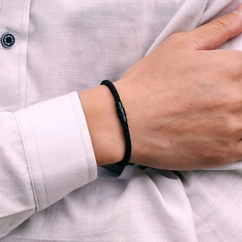 Brățară cu fir roșu de noroc în stil simplu, pentru unisex, frânghie cu chilă de 4 mm, cataramă magnetică dublă de siguranță, brațară cu amuletă norocoasă