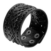 Brățări din piele punk Kirykle pentru bărbați Brățări lucrate manual cu manșetă lată Bijuterii împletite Negru maro Cadouri punk ajustabile