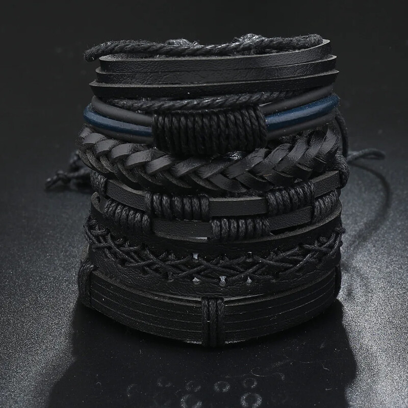 Jaunas modes ar rokām austas rokassprādzes vīriešiem Daudzslāņu retro brīvā laika rotaslietas Pārrobežu rokassprādze DIY šarms dāvanas vairumtirdzniecība