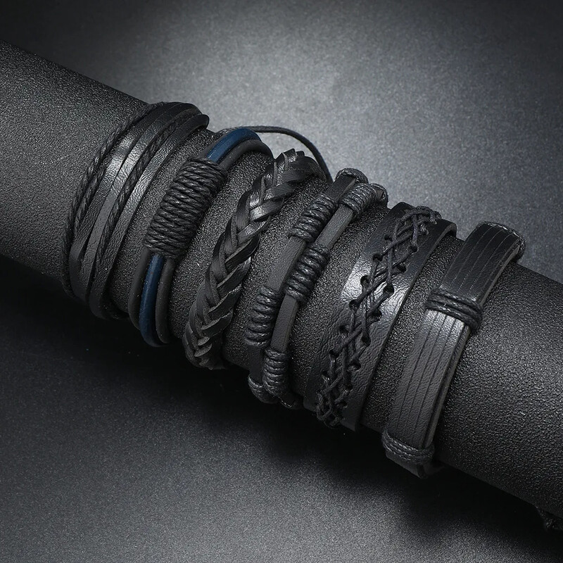 Jaunas modes ar rokām austas rokassprādzes vīriešiem Daudzslāņu retro brīvā laika rotaslietas Pārrobežu rokassprādze DIY šarms dāvanas vairumtirdzniecība