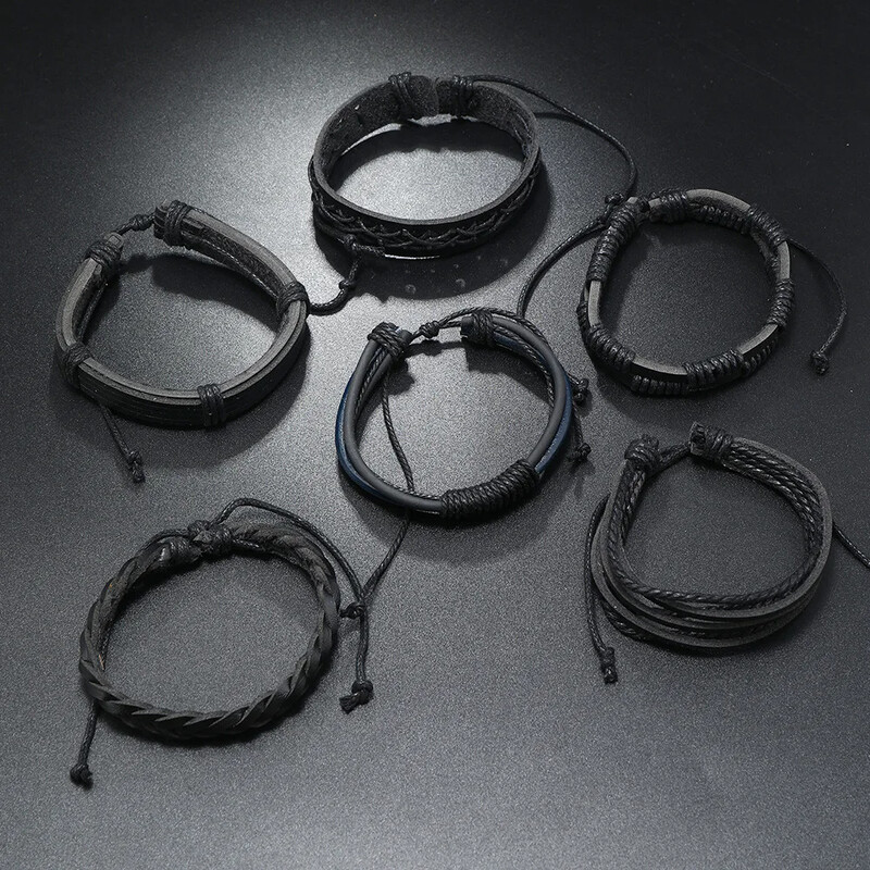 Jaunas modes ar rokām austas rokassprādzes vīriešiem Daudzslāņu retro brīvā laika rotaslietas Pārrobežu rokassprādze DIY šarms dāvanas vairumtirdzniecība